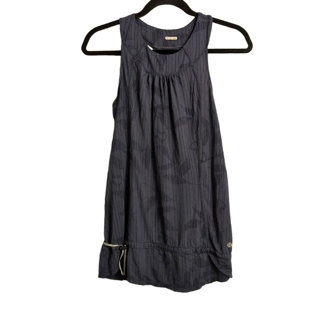 Lululemon Run Race Tech Tank Blue-Grey Drawstring Sleeveless Tank Top S/M (est)